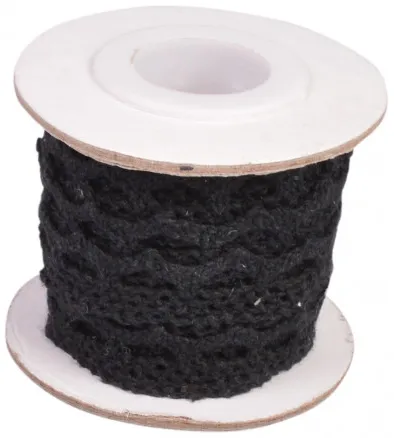 Infinity Hearts Spets/Spetsband Svart 12mm 2,5m