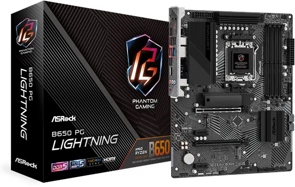 ASRock B650 PG Lightning Moderkort - AMD B650 - AMD AM5-sockel - DDR5 RAM - ATX
