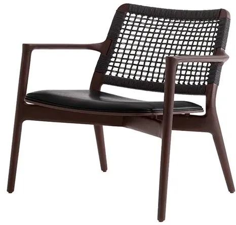 Vipp 488 Cabin Fåtölj Svart Läder/Mörk Ek